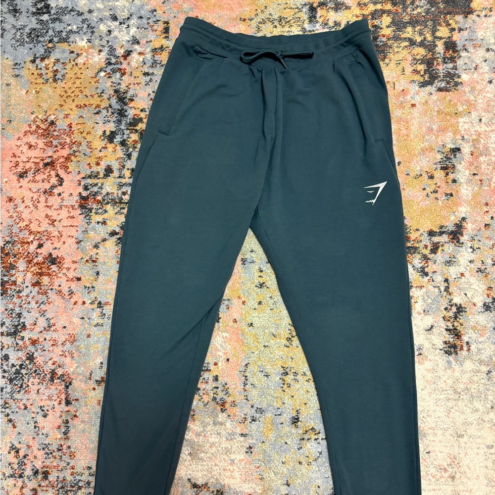 Gymshark Joggers Sweatpants - Teal with Zip Pockets and Drawstring Waist